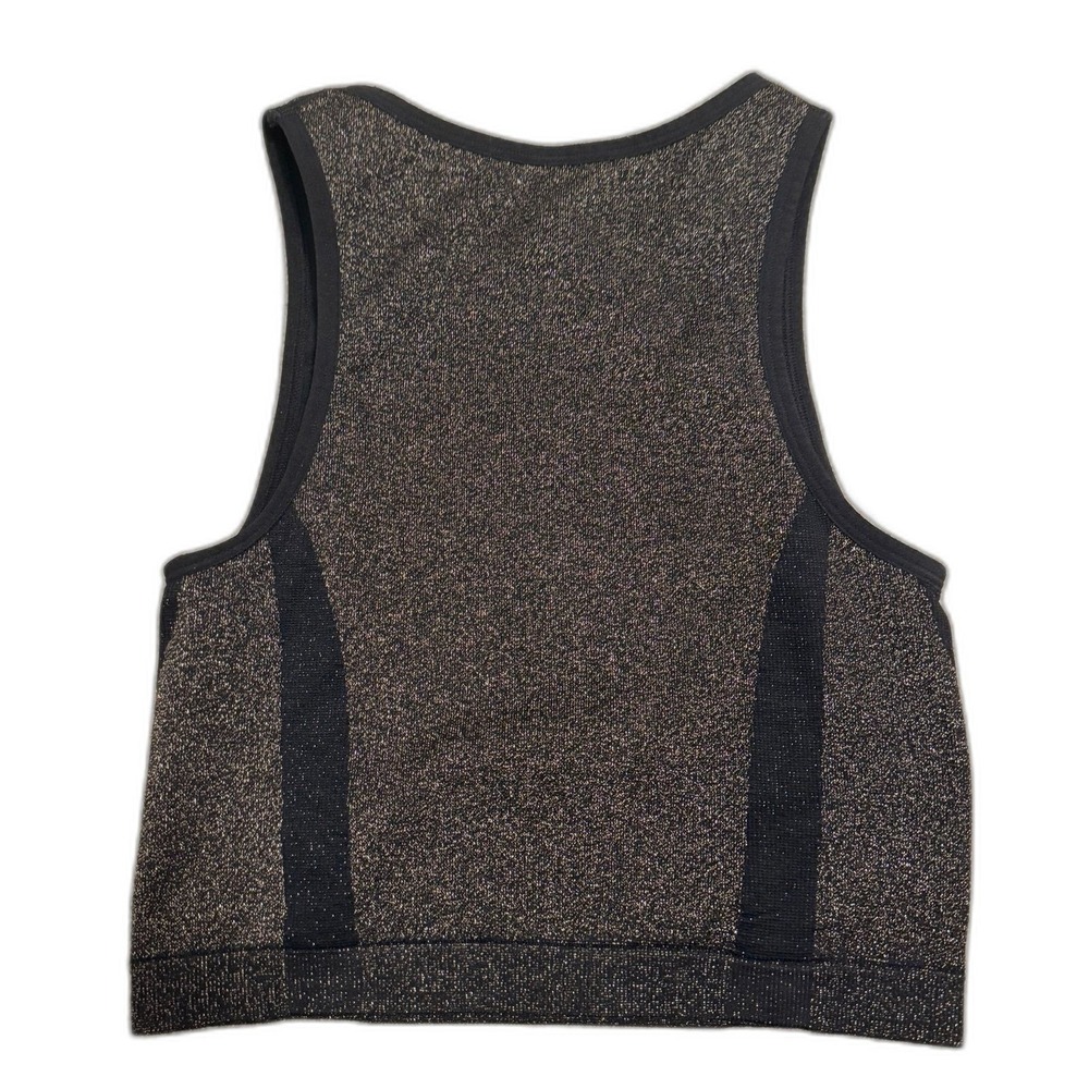 Victoria's Secret Crop Top Women Size Small Black Gold Metallic Knit High Neck - Picture 2 of 4